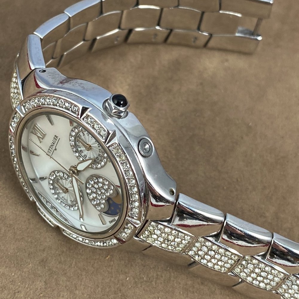 SOLD Wittnauer Crystal Moonphase Chronograph, Swiss Made, Roman Numerals - Picture 3 of 8